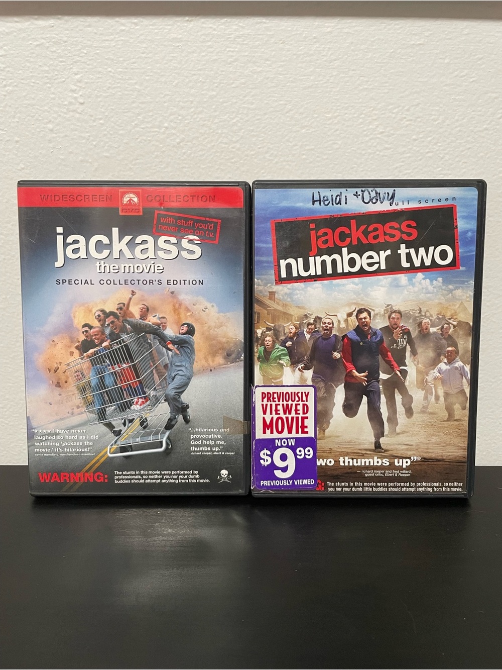 Jackass Movie 1 & 2 DVD Bundle MTV Comedy Y2K Johnny Knoxville Bam Margera